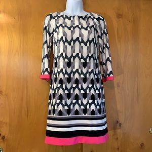 Eliza J geo print lined 3/4 sleeve zip bac…